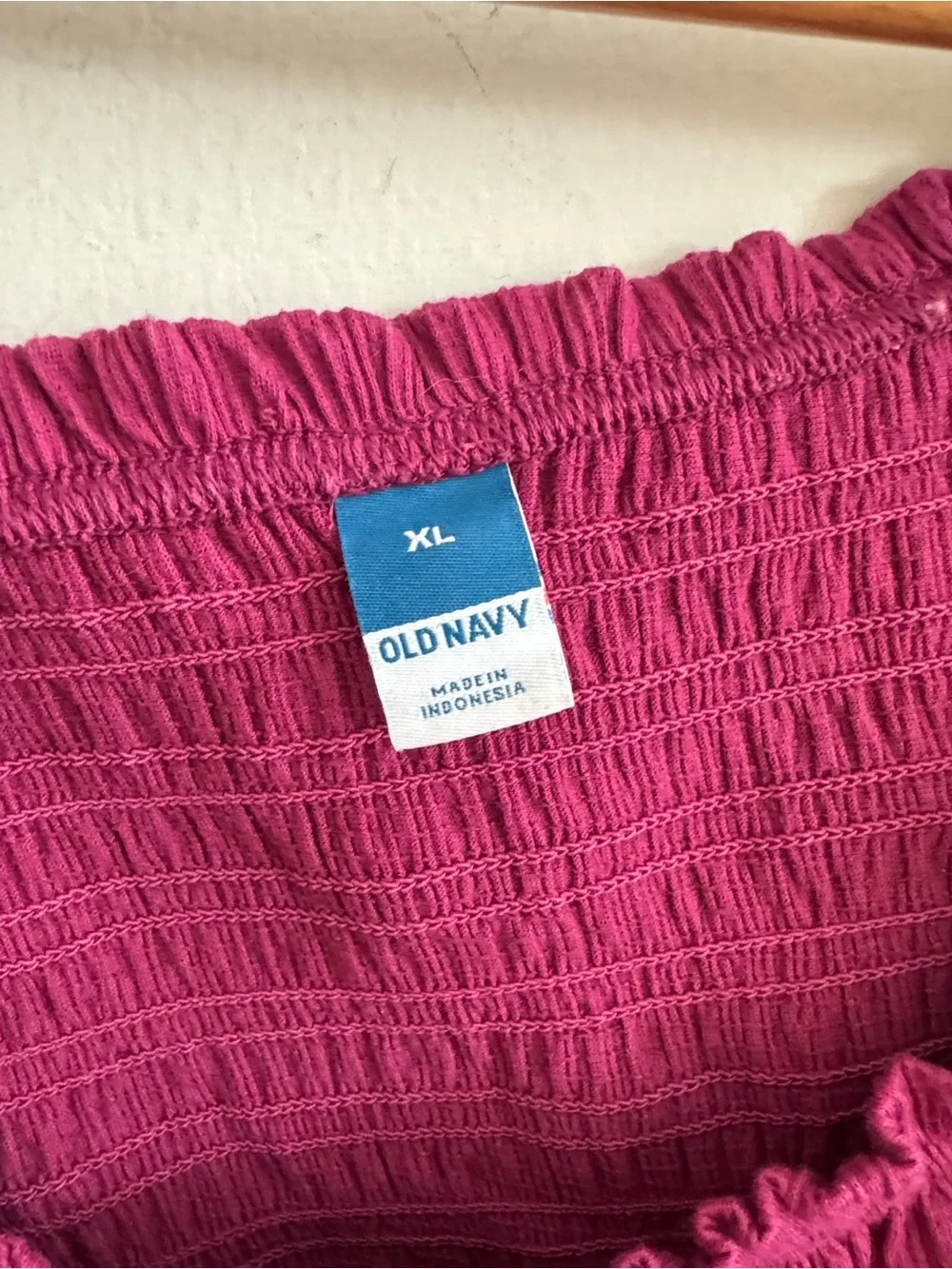 Old navy dark pink peplum smocked baby doll short sleeve top size XL
